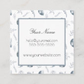 Waterverf Maan en Botanische Kunst Blauwe Grijs Vierkante Visitekaartje (Achterkant)