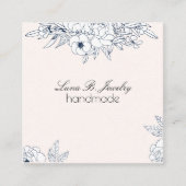 Waterverf Maan en Botanische Kunst Blauwe Grijs Vierkante Visitekaartje (Voorkant)