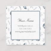 Waterverf Maan en Botanische Kunst Blauwe Grijs Vierkante Visitekaartje (Achterkant)