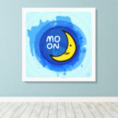 Waterverf Maan Grote Abstracte Muurkunst Canvas Afdruk (Insitu (Houten vloer))