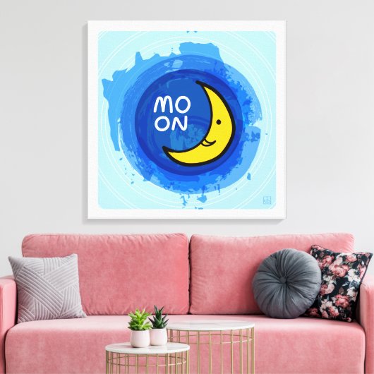 Waterverf Maan Grote Abstracte Muurkunst Canvas Afdruk (Insitu (Woonkamer))