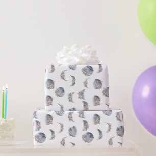 Waterverf maanfasepatroon cadeaupapier