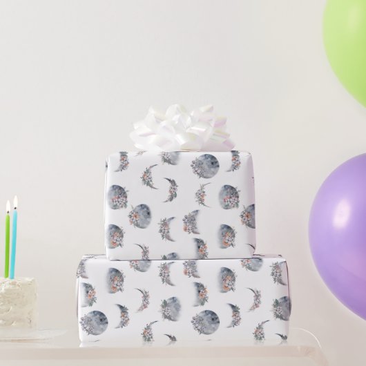 Waterverf maanfasepatroon cadeaupapier (Feestgeschenken)