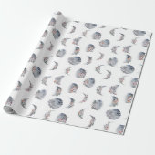 Waterverf maanfasepatroon cadeaupapier (Uitgerold)