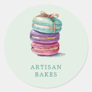 Waterverf Macaron Baker Pastry Chef Mint Green Ronde Sticker