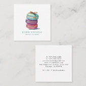 Waterverf Macaron Baker Pastry Chef Vierkante Visitekaartje (Voorkant / Achterkant)