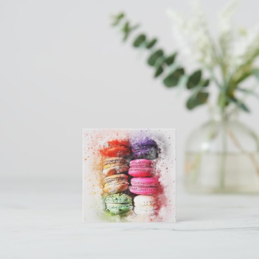 Waterverf Macaron Cookie Visitekaartje (Staand voorkant)