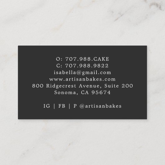 Waterverf Macaron Cookies Baker Pastry Chef Visitekaartje (Achterkant)