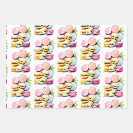  Waterverf Macaron Cookies Verjaardag Inpakpapier Vel (Voorkant 3)