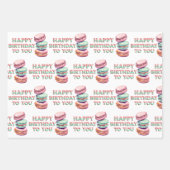 Waterverf Macaron Cookies Verjaardag Inpakpapier Vel (Voorkant 2)