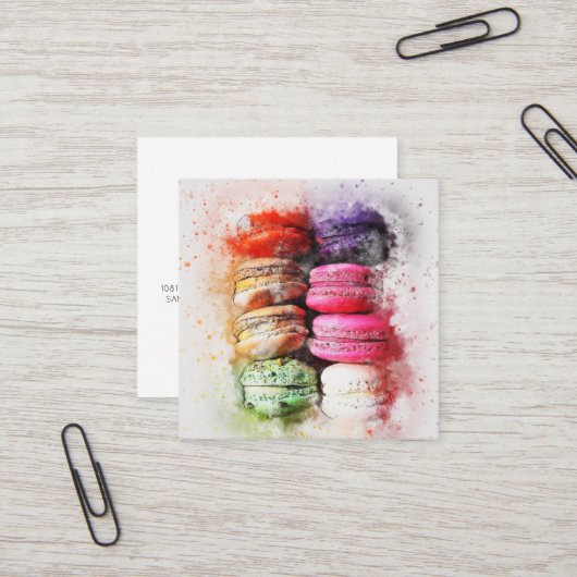 Waterverf Macaron Koekje Visitekaartje (Voorkant / Achterkant in situ)