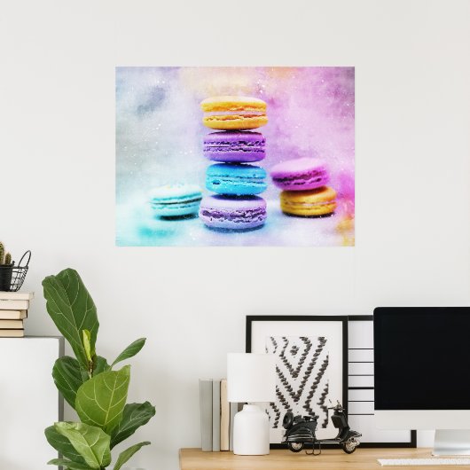 Waterverf Macaron Macaron Bakery Cake Poster (Thuiskantoor)