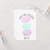 Waterverf Macaron Pastel Cute Birthday Party Kaart (Voorkant / Achterkant in situ)
