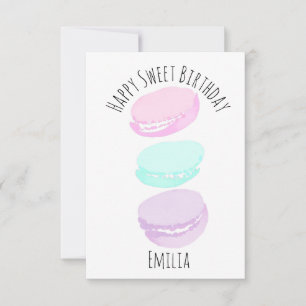 Waterverf Macaron Pastel Cute Birthday Party Kaart