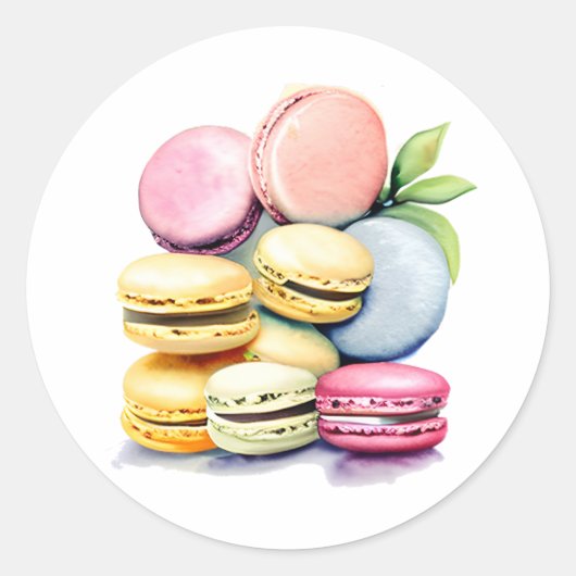  Waterverf Macaron Ronde Sticker (Voorkant)