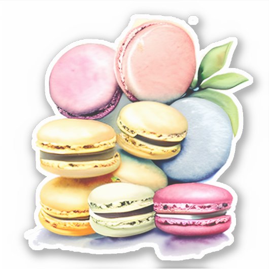 Waterverf Macaron Sticker (Voorkant)