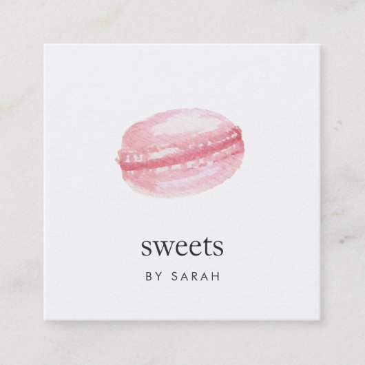 Waterverf Macaron Vierkante Visitekaartje (Voorkant)