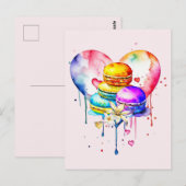 Waterverf Macarons Briefkaart (Voorkant / Achterkant)