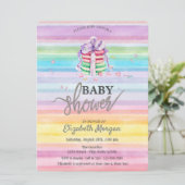Waterverf Macarons Colorful Stripes Baby shower Kaart (Staand voorkant)