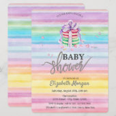 Waterverf Macarons Colorful Stripes Baby shower Kaart (Voorkant / Achterkant)