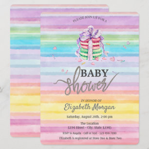 Waterverf Macarons Colorful Stripes Baby shower Kaart