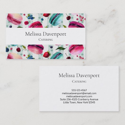 Waterverf Macarons Frans deeg Visitekaartje (Voorkant / Achterkant)