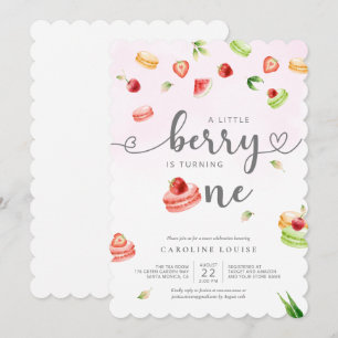 Waterverf Macarons Little Berry Baby shower Invit Kaart