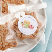 Waterverf Macarons met Cherry Merci Beaucoup Ronde Sticker