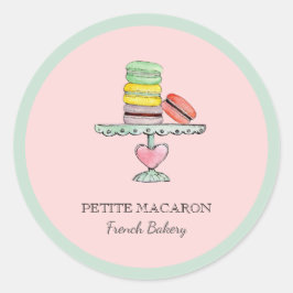 Waterverf Macarons Op Cake stand Roze bakkerij Ronde Sticker