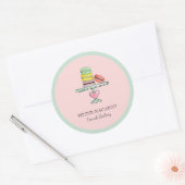 Waterverf Macarons Op Cake stand Roze bakkerij Ronde Sticker (Envelop)