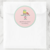 Waterverf Macarons Op Cake stand Roze bakkerij Ronde Sticker (Tas)