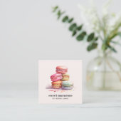 Waterverf Macarons Sweet Cake Social Icon QR CODE Vierkante Visitekaartje (Staand voorkant)