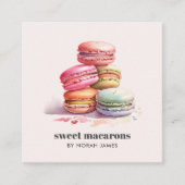Waterverf Macarons Sweet Cake Social Icon QR CODE Vierkante Visitekaartje (Voorkant)