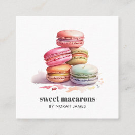 Waterverf Macarons Sweet Cake Social Icon QR CODE Vierkante Visitekaartje
