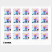 Waterverf Macaroon Abstract voedsel Vierkante Sticker (Vel)