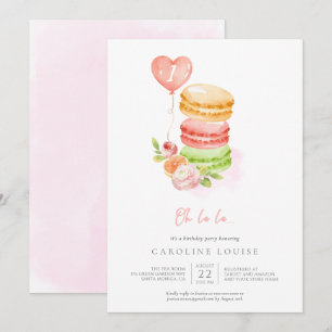 Waterverf Macaroons Baby Birthday Party Kaart
