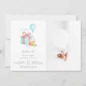 Waterverf Macaroons Baby Boy Birthday Foto Kaart (Voorkant)