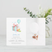 Waterverf Macaroons Baby Boy Birthday Foto Kaart (Staand voorkant)