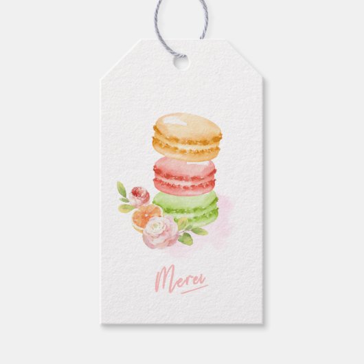 Waterverf Macaroons Baby shower Cadeaulabel (Voorkant)