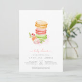 Waterverf Macaroons Baby shower-uitnodiging Kaart (Staand voorkant)