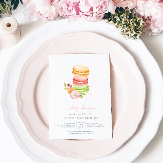 Waterverf Macaroons Baby shower-uitnodiging Kaart