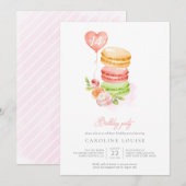 Waterverf Macaroons Birthday Party Invitation Kaart (Voorkant / Achterkant)