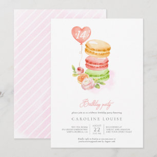 Waterverf Macaroons Birthday Party Invitation Kaart