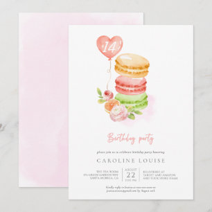 Waterverf Macaroons Birthday Party Invitation Kaart