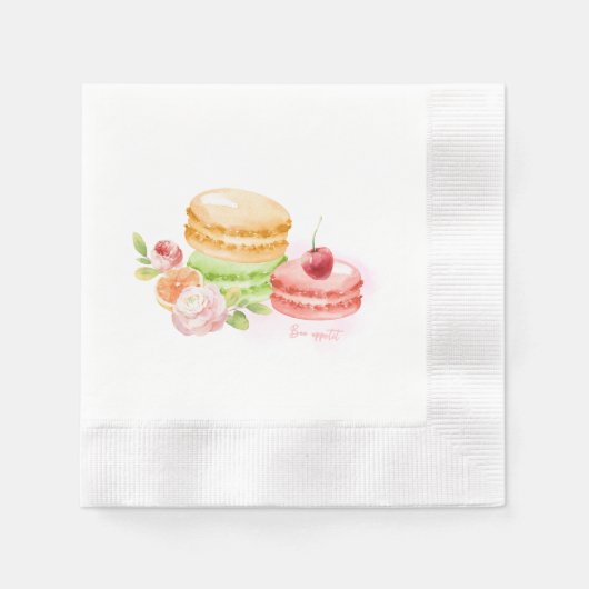 Waterverf Macaroons met Cherry Napkins Servet (Voorkant)