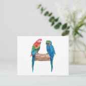 Waterverf Macaw Bird Parrot Lover Uitnodiging Briefkaart (Staand voorkant)