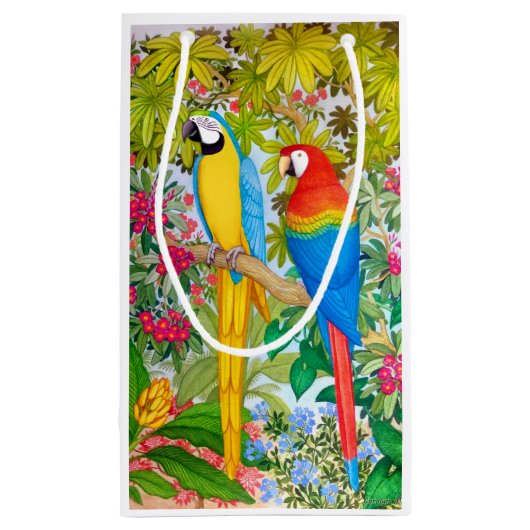Waterverf Macaw Parrots Gift Bag Klein Cadeauzakje (Achterkant)