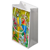 Waterverf Macaw Parrots Gift Bag Klein Cadeauzakje (Voorkant Gekanteld)