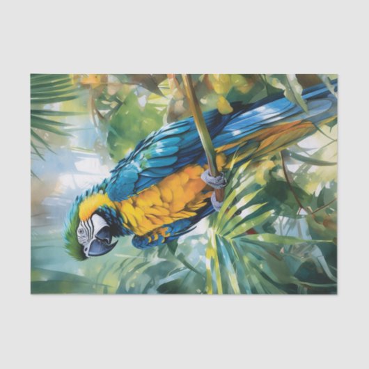 Waterverf Macaw Tropische Decoupage Tissuepapier (Voorkant)