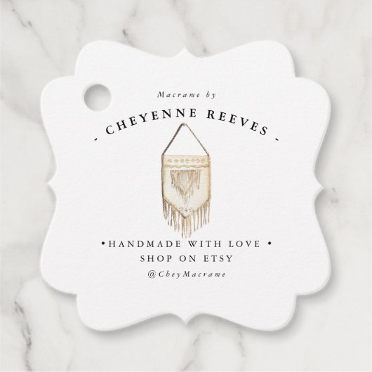 Waterverf Macrame Logo | Business Hang Label (Voorkant)